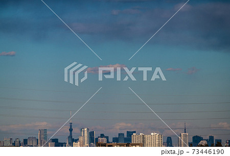 日本の東京都市景観　“都市封鎖”。不気味な暗示。真っ黒な超高層ビル群・画面右は汐留…＝1月9日 73446190