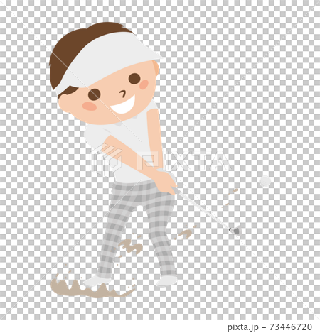 打高爾夫球的一個人的例證。一個人從沙坑里打高爾夫球。 73446720