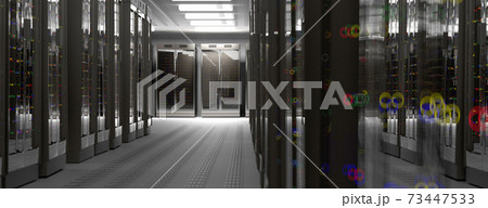 Servers. Server room data center. Backup, hosting, mainframe, farm and computer rack with storage information. 3d render Servers. Server room data center. Backup, hosting, mainframe, farm and computer rack with storage information. 3d render 73447533