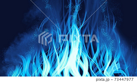 メラメラと火柱を立てて燃えるカラフルな炎のイラストのイラスト素材