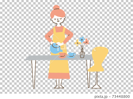 お茶を入れる女性 お茶を入れる女性 73448800
