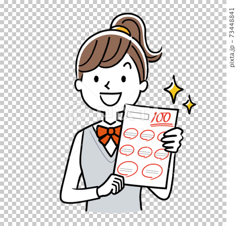 Vector illustration material: Female student who gets 100 points in the test Vector illustration material: Female student who gets 100 points in the test 73448841