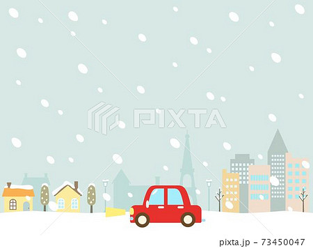 雪道2 車 冬 雪のイラスト素材
