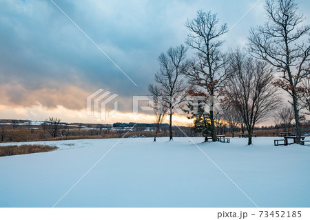 冬の積雪の残る押戸石の丘冬景色 冬の積雪の残る押戸石の丘冬景色 73452185