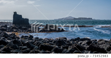 Treshnish Isles from the Treshnish Peninsula, coastline on the Isle of Mull 73452983