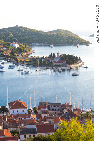 Vis town, Franciscan monastery and harbour, Vis Island, Croatia 73453160