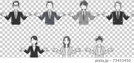両手を広げるビジネスマンとビジネスウーマンの上半身のセット 73453450