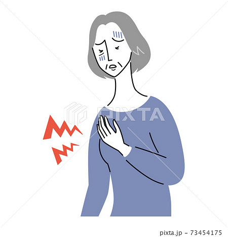心臓が痛む様子のシニア女性 心臓が痛む様子のシニア女性 73454175