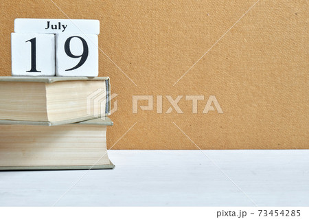 19th july nineteenth day month calendar concept on wooden blocks with copy space. 73454285