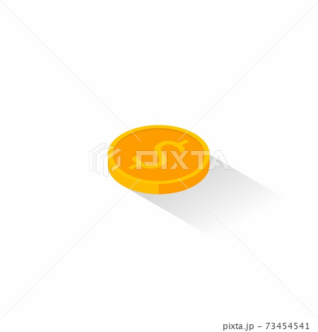 Gold coin left view Shadow icon vector isometric. 73454541