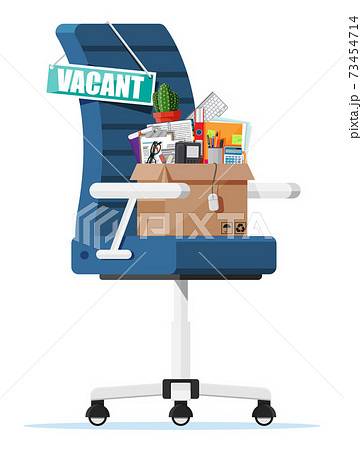 Office chair, sign vacancy, box with office items 73454714