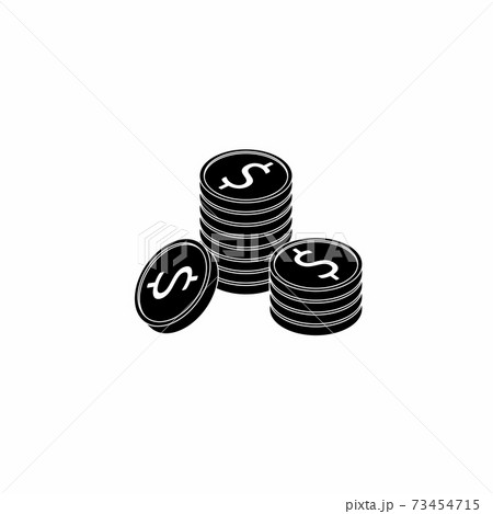 Gold coins stack White Outline icon vector isometric. Gold coins stack White Outline icon vector isometric. 73454715