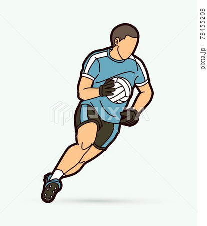 Gaelic Football male player cartoon graphic vector. Gaelic Football male player cartoon graphic vector. 73455203