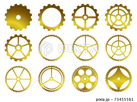 背景に幻想感を出すために使えるゴールド色の歯車のイラスト素材