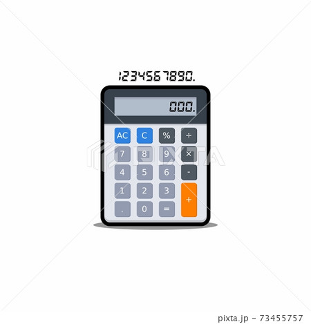 Calculator and Digital number Black Stroke and Shadow icon vector isolated. 73455757