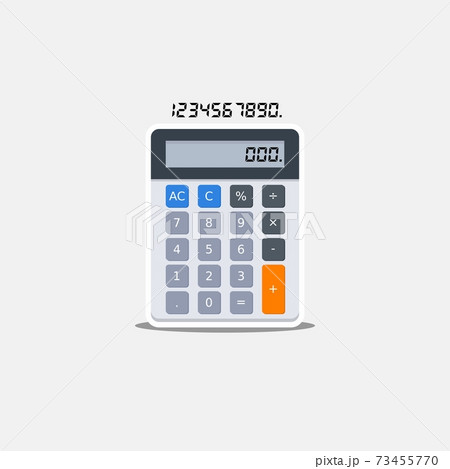 Calculator and Digital number White Stroke and Shadow icon vector isolated. 73455770