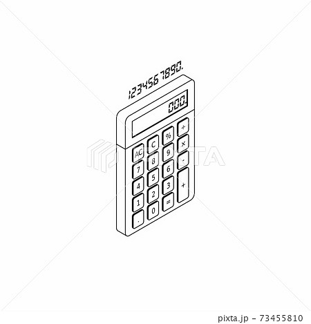 Calculator and Digital number right view Black Outline icon vector isometric. Calculator and Digital number right view Black Outline icon vector isometric. 73455810