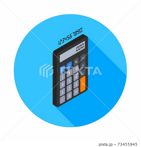 Calculator and Digital number right view icon vector isometric. 73455945