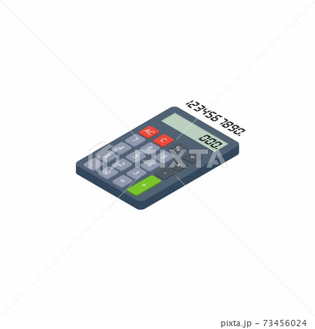 Calculator and Digital number left view White Background icon vector isometric. 73456024