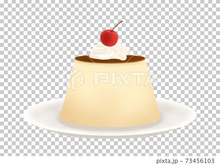 Fresh cream and cherry caramel pudding 73456103