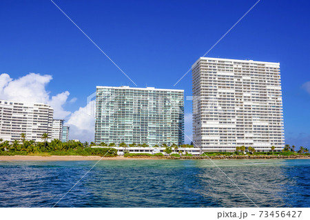 Cityscape of Ft. Lauderdale, Florida showing the beach and the city 73456427