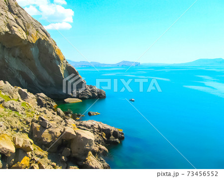 Crimean mountain and sea at the sunny summer day. Crimean mountain and sea at the sunny summer day. 73456552