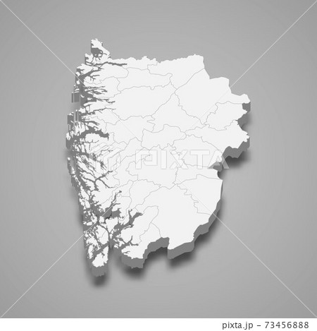 3d isometric map of Vestland is a county of Norway 73456888