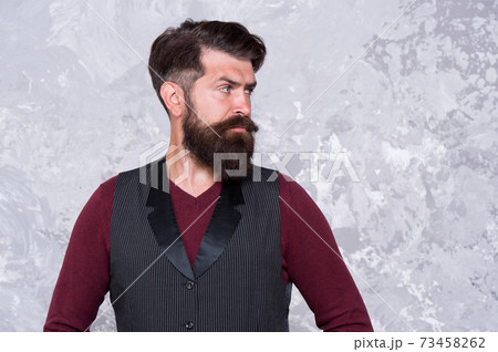 Moustache style. Well groomed hipster. Barbershop  73458262