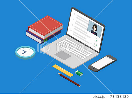 オンライン授業 オンライン試験のイラスト素材のイラスト素材