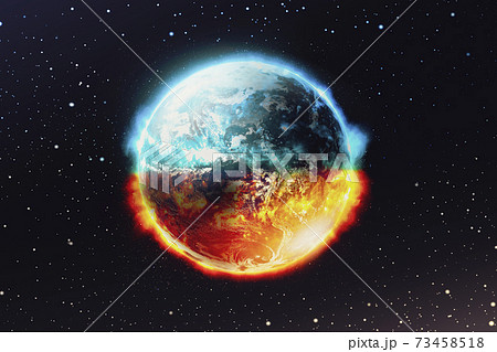 View of looking planet earth on space galaxy and star background , Global catastrophe concept , Elements of this image furnished by NASA. View of looking planet earth on space galaxy and star background , Global catastrophe concept , Elements of this image furnished by NASA. 73458518