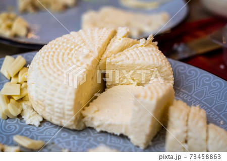 Plate with delicious soft cheese 73458863