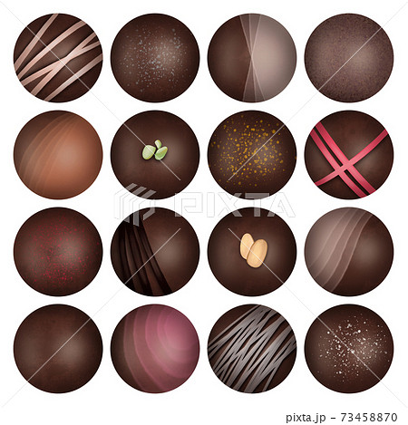 コロンとした丸いチョコレートセット　線画無し　ラスター素材 73458870