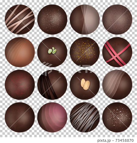 コロンとした丸いチョコレートセット　線画無し　ラスター素材 73458870
