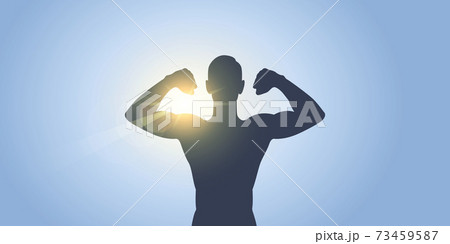 strong muscular man silhouette on sunny background 73459587