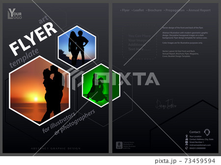 Flyer Template with Hexagonal Frames on Dark Flyer Template with Hexagonal Frames on Dark 73459594