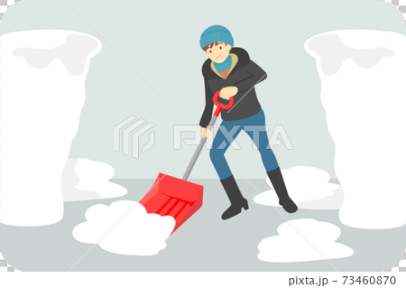 雪かきをしている男性のイラスト 雪かきをしている男性のイラスト 73460870
