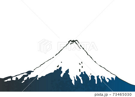 浮世絵風 富士山 背景なし 素材 雪山のイラスト素材