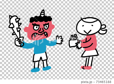 A child dressed as a demon in Setsubun A child dressed as a demon in Setsubun 73465188