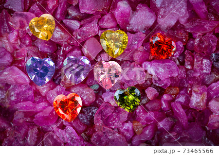 colorful diamonds heart shaped are on raw gemstones colorful diamonds heart shaped are on raw gemstones 73465566