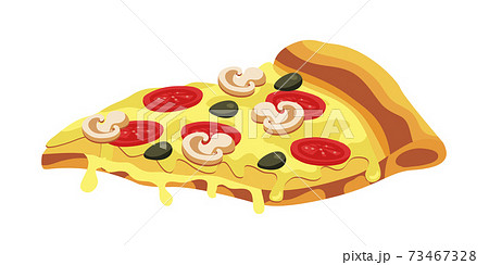 Salami pizza slice isolated on white background 73467328