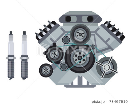 Car plug and engine isolated on white background Car plug and engine isolated on white background 73467610