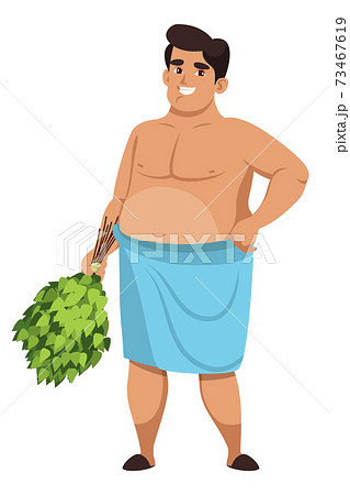 Man bathhouse attendant isolated on white backdrop 73467619