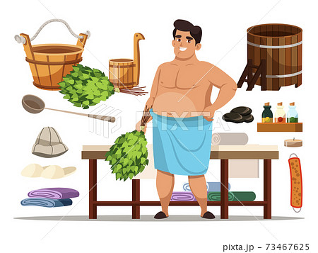 Bathhouse attendant with steam room accessory set 73467625