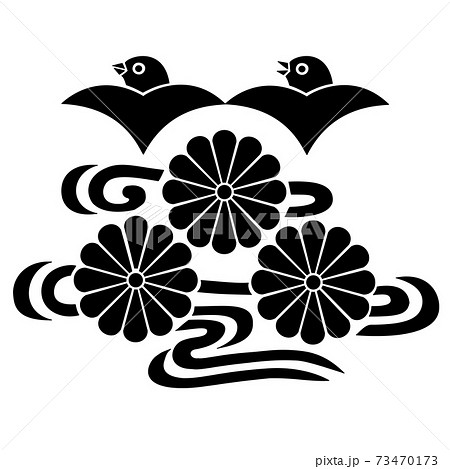 丹波国 大芋氏の家紋 並び雁に菊水 丹波国 大芋氏の家紋 並び雁に菊水 73470173