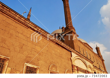 The Great Mosque of Muhammad Ali Pasha Mosque. Sign above the door read Peace be upon you. Your Lord has decreed upon Himself mercy. Cairo Egypt.  73472063