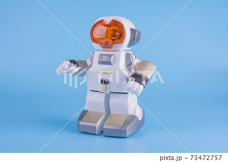 electronic, toy robot white with orange eyes 73472757