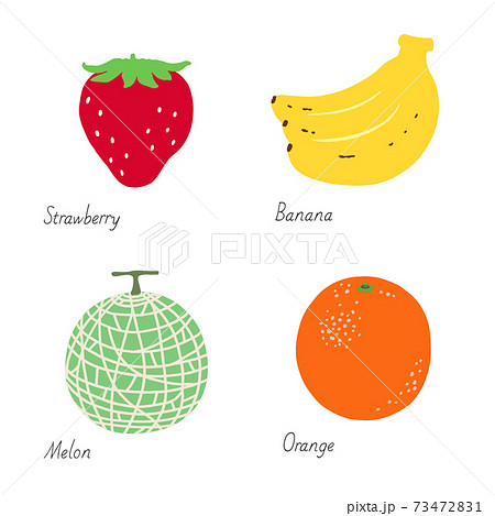 果物のイラスト いちご バナナ メロン オレンジのイラスト素材