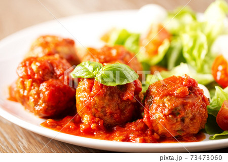 Handmade Meatballs with Side Salad. High quality photo Handmade Meatballs with Side Salad. High quality photo 73473060
