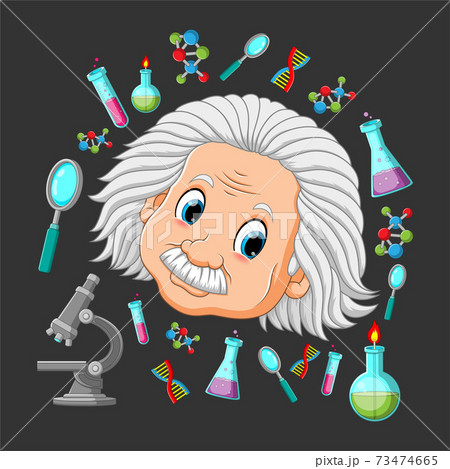 The professor eisten with the physics and laboratory tools The professor eisten with the physics and laboratory tools 73474665