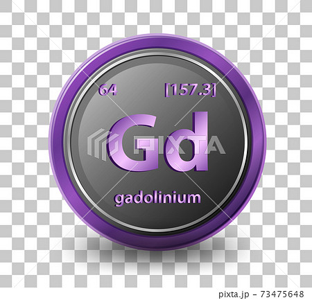 Gadolinium chemical element. Chemical symbol with atomic number and atomic mass. 73475648